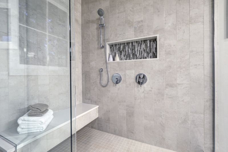 Corner Shower with Shelves